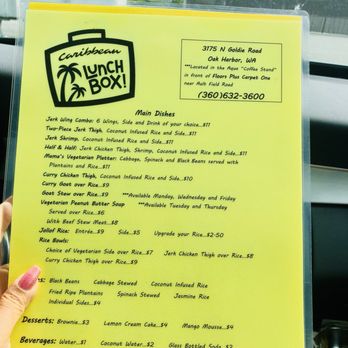 Caribbean Lunchbox - The menu! - Caribbean Near Me - Oak Harbor, Washington
