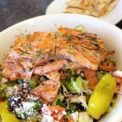 Greek Salad w/ salmon.