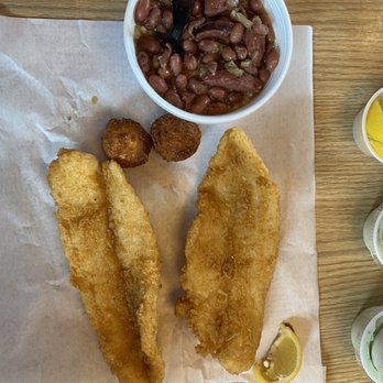 The Catch - Medium whitefish basket with a side as red beans and rice. - Seafood Near Me - Oklahoma City, Oklahoma
