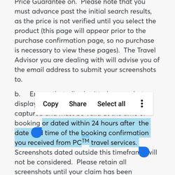 PC Travel - Price matching policy currently shown on PCTravel.ca