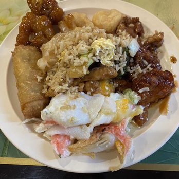 Ichiban Buffet - Egg roll, hot crab cheese casserole, fried rice, sesame chicken - Japanese Near Me - Picayune, Mississippi