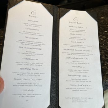 Geoffrey's Malibu - Cocktails Menú.!! - Seafood Near Me - Malibu, California