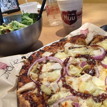 MOD Pizza - The Caspian Pizza, Build your own salad and a Chocolate Shake with Cappucino Crunch. Yum! - Pizza Near Me - Sacramento, California