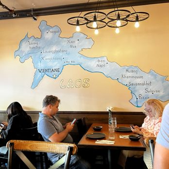 Laos Kitchen - Map of Laos painted on the wall - Laotian Near Me - San Rafael, California
