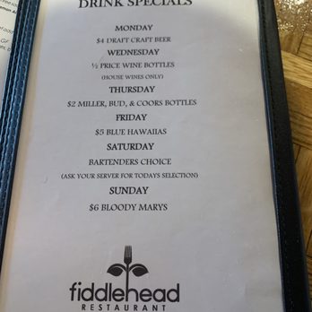 Fiddlehead Restaurant - Cocktail menu - New American Near Me - Michigan City, Indiana Fiddlehead Restaurant - Cocktail menu - New American Near Me - Michigan City, Indiana