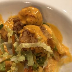 Boom boom shrimp has a kick but it's very tasty