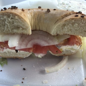 Flakowitz Bagel Inn - Garlic bagel with nova, cream cheese, lettuce, tomatoes, onions & capers - Bagels Near Me - Boca Raton, Florida Flakowitz Bagel Inn - Garlic bagel with nova, cream cheese, lettuce, tomatoes, onions & capers - Bagels Near Me - Boca Raton, Florida