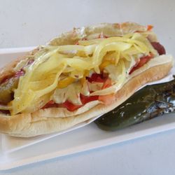 Chamaco's Gourmet - Mexican bacon wrapped hot dog
