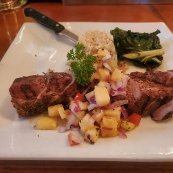 Six Burner Bistro - Jamaican Jerk Pork Tenderloin with a pineapple salsa - New American Near Me - Plymouth, New Hampshire Six Burner Bistro - Jamaican Jerk Pork Tenderloin with a pineapple salsa - New American Near Me - Plymouth, New Hampshire