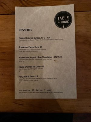Menu photo 2 Table and Tonic Conway, NH