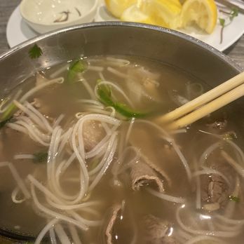 Pho Minh - Pho combination soup.  I tried adding lemon to balance the sugar on this dessert soup, but didn't helped. - Soup Near Me - Temecula, California