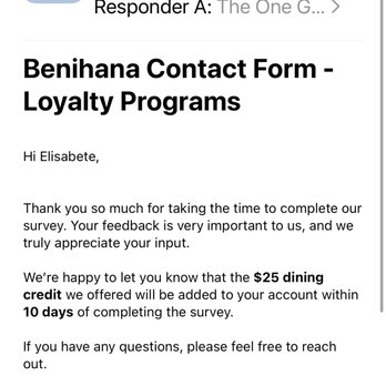 Benihana - Anaheim - This is the email I received in March from Benihana. - Sushi Bars Near Me - Anaheim, California