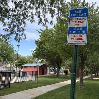 North Clyde Park - Park View Facing North & Street Sign - Parks Near Me - Cicero, Illinois