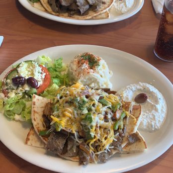 Truly Greek - Philly Style Gyros Platter, Greek Salad, Greek potato salad - Mediterranean Near Me - Brandon, Florida