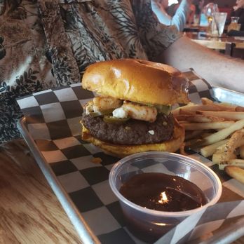 The Angry Elephant - Reagan burger with raspberry chipotle sauce - Sports Bars Near Me - Magnolia, Texas The Angry Elephant - Reagan burger with raspberry chipotle sauce - Sports Bars Near Me - Magnolia, Texas