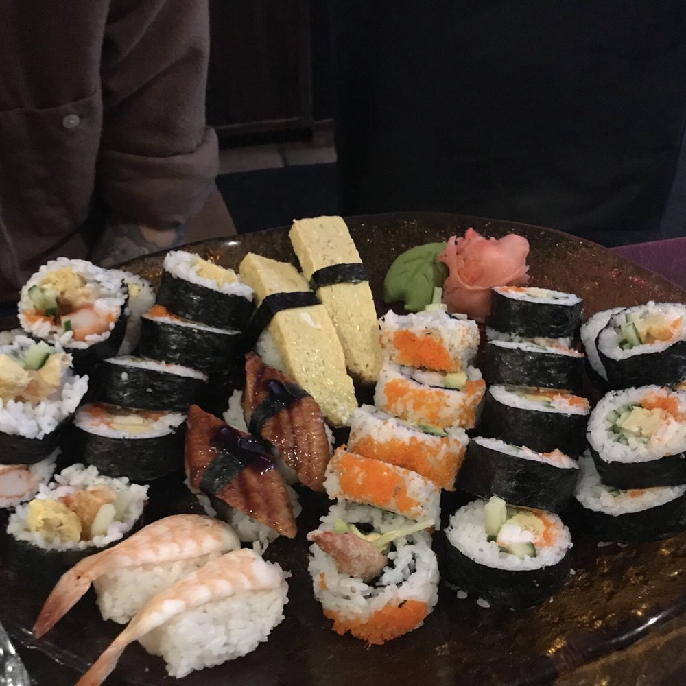 Aka-Fuji - a platter of sushi and shrimp - Sushi Bars Near Me - Verdun, Quebec
