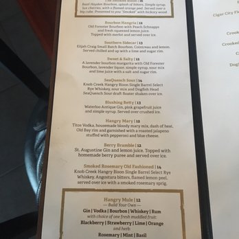 The Hangry Bison - Cocktail menu - New American Near Me - Winter Park, Florida