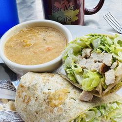 Caesar wrap with soup