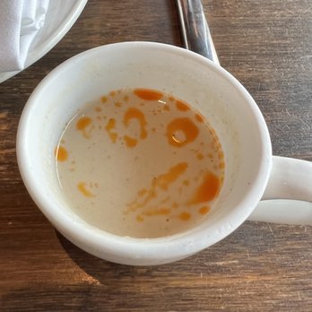 Ox - Complimentary mushroom bisque paprika oil - Argentine Near Me - Portland, Oregon Ox - Complimentary mushroom bisque paprika oil - Argentine Near Me - Portland, Oregon