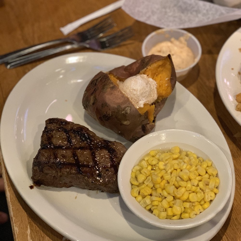 Texas Roadhouse - New York strip steak with sweet potatoes and corn - Steakhouses Near Me - Orem, Utah Texas Roadhouse - New York strip steak with sweet potatoes and corn - Steakhouses Near Me - Orem, Utah