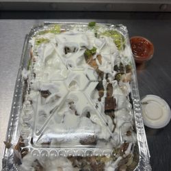 Combo over rice (lamb and chicken gyro)