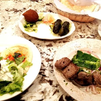 Albasha's Greek & Lebanese - Albasha platter; grape leaves, beef kabob, hummus, feta salad and kibbi - Mediterranean Near Me - Walker, Louisiana Albasha's Greek & Lebanese - Albasha platter; grape leaves, beef kabob, hummus, feta salad and kibbi - Mediterranean Near Me - Walker, Louisiana