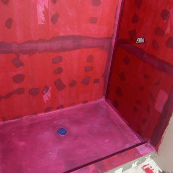 AB projects - a shower with a red paint job - Tiling Near Me AB projects - a shower with a red paint job - Tiling Near Me