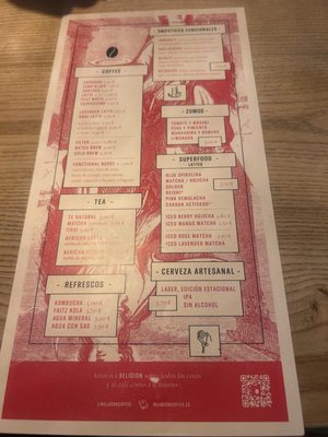 Menu photo 1 Religion Madrid, M Menu photo 1 Religion Madrid, M