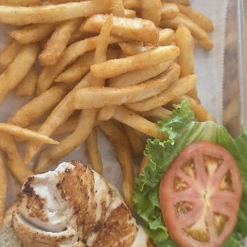 Snook Inn - Famous Grouper sandwich (grilled). Fries were extra (but really tasty!) - Seafood Near Me - Marco Island, Florida