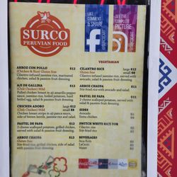 Surco Peruvian Food Cart 2 - Menu