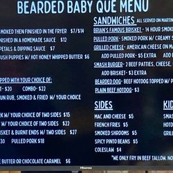 Bearded Baby Que - The menu