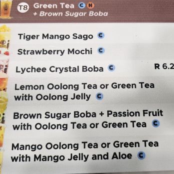 Tiger Sugar - Menu as of September 2023 - Bubble Tea Near Me - Centreville, Virginia