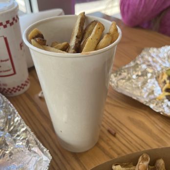 Five Guys - Large Fries big cup plus another loose in bag - meh flavor - Burgers Near Me - Palm Harbor, Florida Five Guys - Large Fries big cup plus another loose in bag - meh flavor - Burgers Near Me - Palm Harbor, Florida