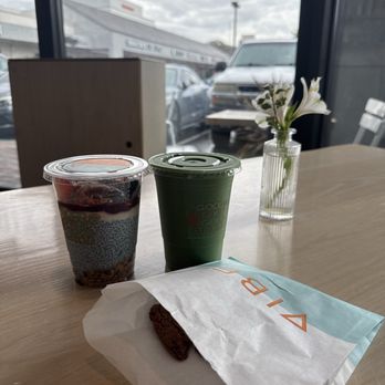 Vibe Organic Kitchen - Superfood Chia Parfait , Green Junkie , and Chocolate Chip Cookie - Juice Bars & Smoothies Near Me - Newport Beach, California Vibe Organic Kitchen - Superfood Chia Parfait , Green Junkie , and Chocolate Chip Cookie - Juice Bars & Smoothies Near Me - Newport Beach, California