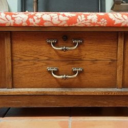 Junk Junkies - 1970's(?) Lane cedar chest with cushioned top. Measures 45"L x 17"W x 18"H. $175