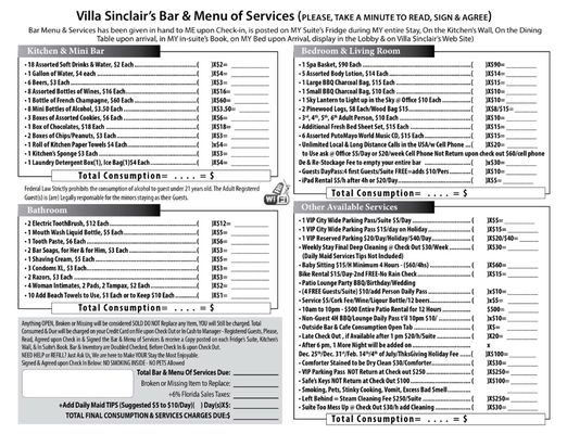 Menu photo 7 Villa Sinclair Beach Suites And Spa Hollywood Beach, FL