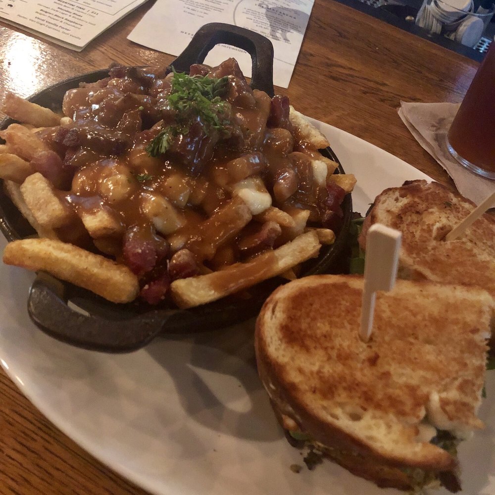 The Noble Pig - Bison grilled cheese with poutine - Brewpubs Near Me - Kamloops, British Columbia The Noble Pig - Bison grilled cheese with poutine - Brewpubs Near Me - Kamloops, British Columbia