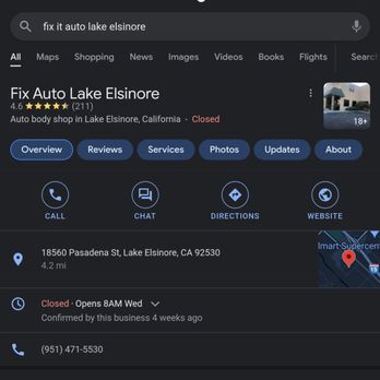 Fix Auto Lake Elsinore - Fix it claims they are not on pasadena , yet here they are.... - Body Shops Near Me - Lake Elsinore, California Fix Auto Lake Elsinore - Fix it claims they are not on pasadena , yet here they are.... - Body Shops Near Me - Lake Elsinore, California