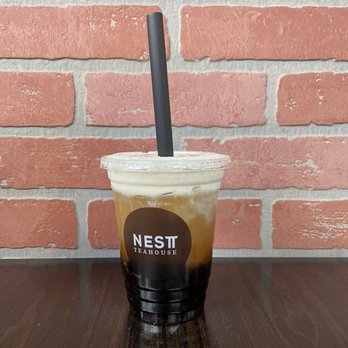 Nest Tea House - Green tea milkstache with boba - Bubble Tea Near Me - Arcadia, California
