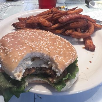 The Airplane Restaurant - Veggie burger with sticky sweet potatoes fries - American Near Me - Colorado Springs, Colorado The Airplane Restaurant - Veggie burger with sticky sweet potatoes fries - American Near Me - Colorado Springs, Colorado