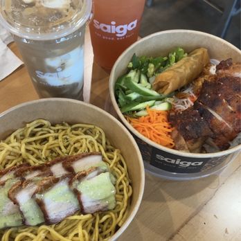 Saiga Vietnamese Eatery - Coconut Coffee (Blended) Lemon Guava Green Tea Garlic Noodles with Pork Belly Chicken Vermicelli with Eggroll - Vietnamese Near Me - Orange, California Saiga Vietnamese Eatery - Coconut Coffee (Blended) Lemon Guava Green Tea Garlic Noodles with Pork Belly Chicken Vermicelli with Eggroll - Vietnamese Near Me - Orange, California