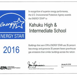 Kahuku High & Intermediate School - Congratulations on your ENERGY STAR award, from the team at Momentum Bay!
