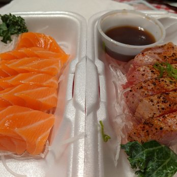J Sushi Brea - Salmon (5 out of 5) and tuna (3 out of 5) sashimi. - Japanese Near Me - Brea, California J Sushi Brea - Salmon (5 out of 5) and tuna (3 out of 5) sashimi. - Japanese Near Me - Brea, California