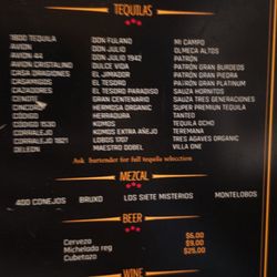 Los Portales - Drink menu