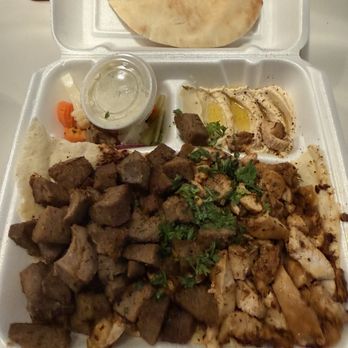 Nish! Mediterranean Grill - Gyro, Schwarma on a bed of Rice & gluten. Guess I should have stressed I'm a Celiac. - Mediterranean Near Me - River Oaks, Texas