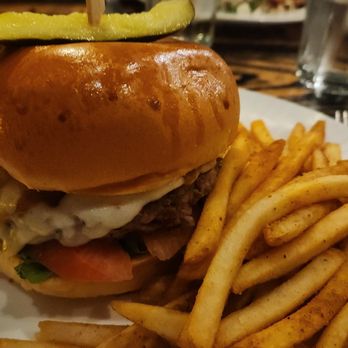 Mad Chef Kitchen And Bar - Fifty-Fifty bacon and beef burger with Old Bay fries - New American Near Me - Ellicott City, Maryland
