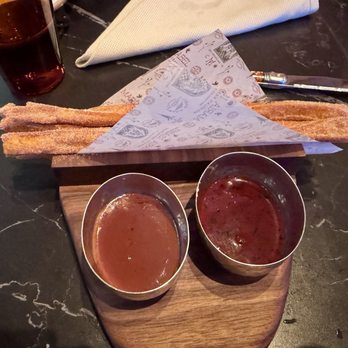 Maria Isabel - Churros with chocolate and strawberry sauce - Mexican Near Me - San Francisco, California Maria Isabel - Churros with chocolate and strawberry sauce - Mexican Near Me - San Francisco, California