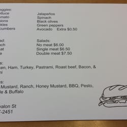 Triple J Deli - Triple J Deli Menu Card (Back)