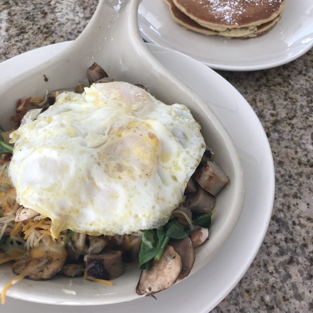 Eggsquisite Cafe - Eggsquisite Skillet with Pancakes - Breakfast & Brunch Near Me - McKinney, Texas