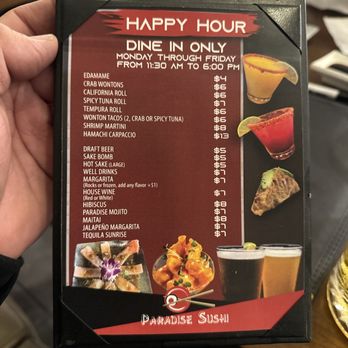 Paradise Sushi and Grill - HH at the Bar Only - Sushi Bars Near Me - San Rafael, California